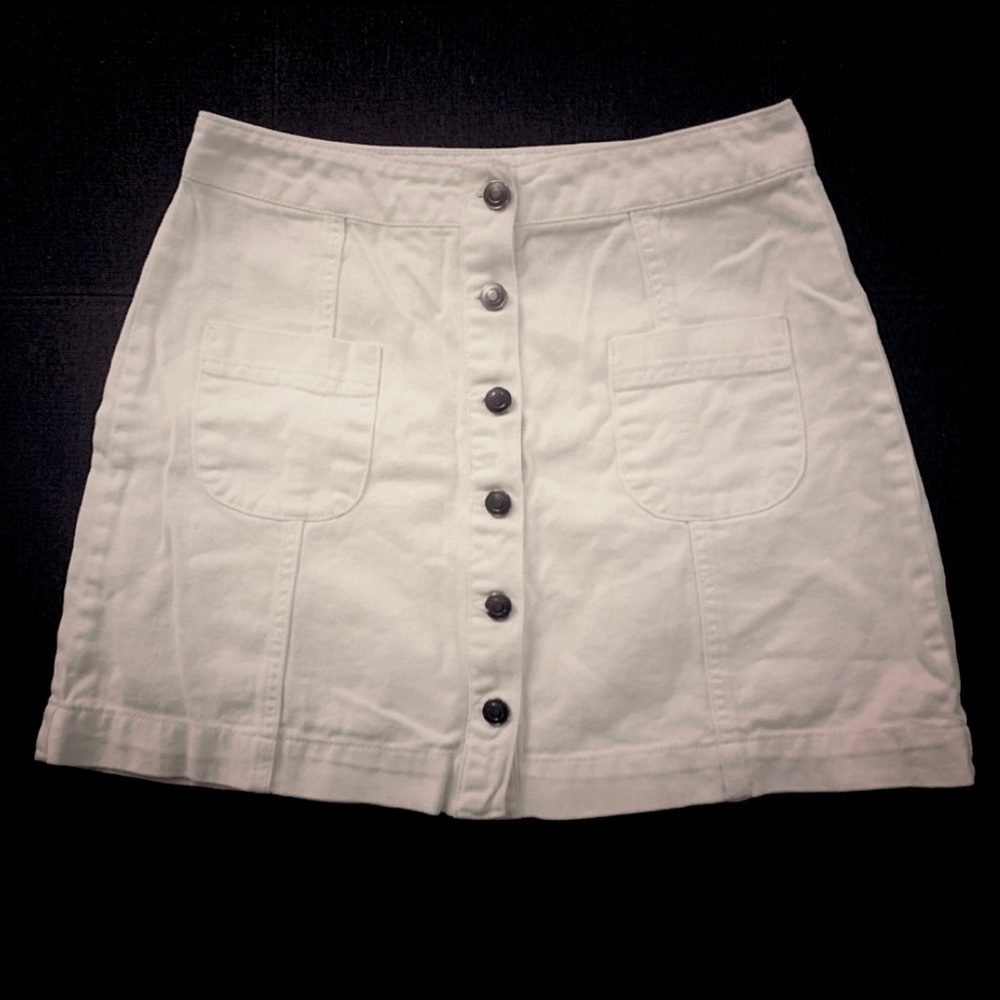 White Denim Button Down Skirt